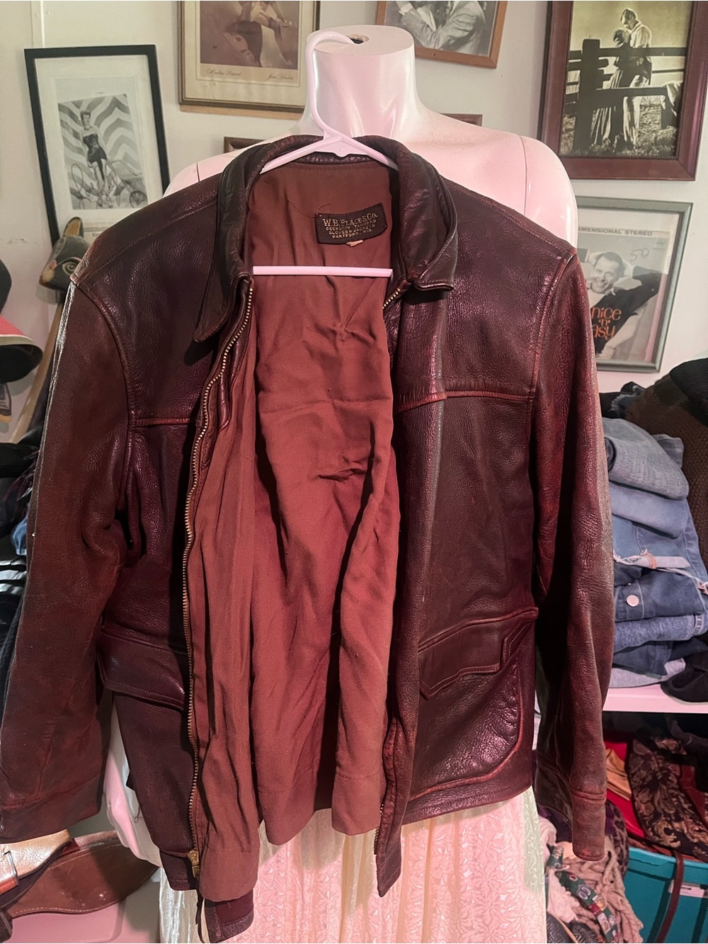 Men's Brown Leather Bomber Jacket